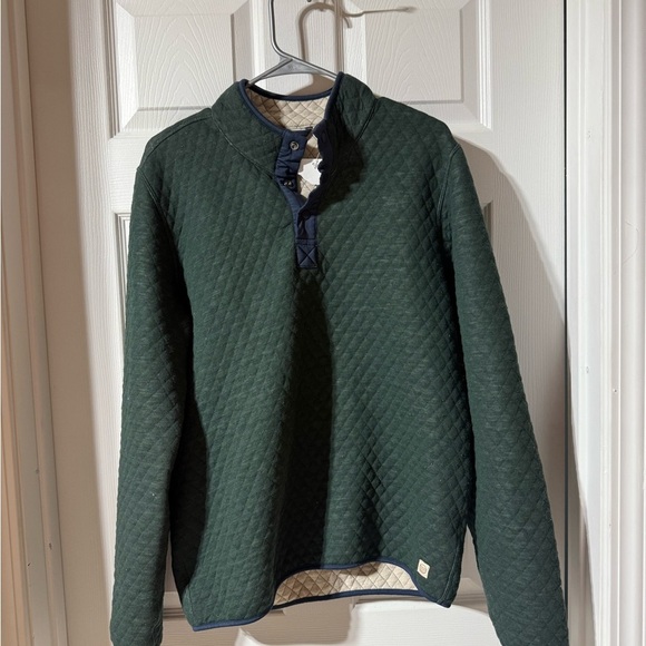 NWT Marine Layer Corbet Quilted 1/4 Button Pullover Green Oatmeal Size XL. - Picture 3 of 7